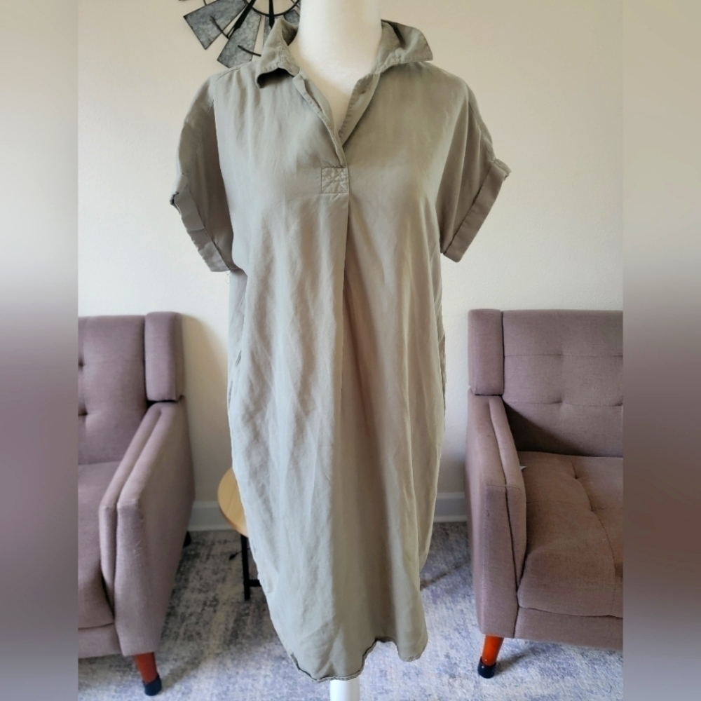 Thread and Supply Shirt Dress Sage Green-XS